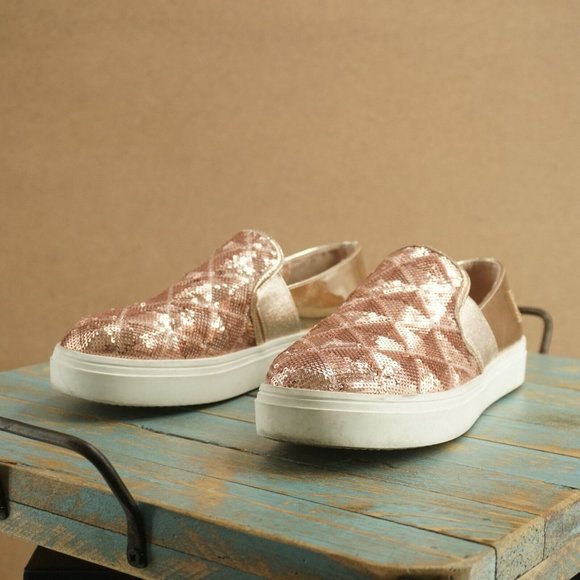 Sam Edelman Womens Sheena Pam Rose Gold Pink Sequin Slip On Sneakers Size 7 - Picture 4 of 12